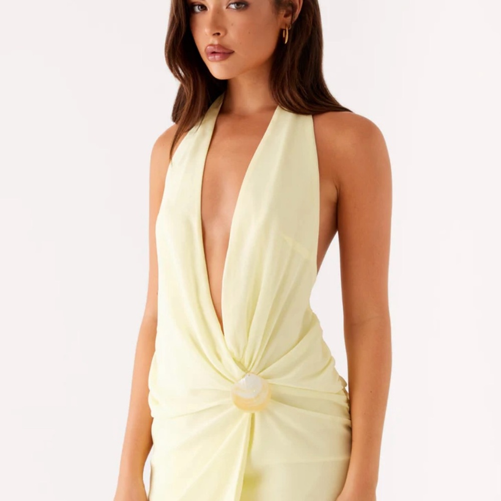 Peppermayo Light Yellow Backless Dress